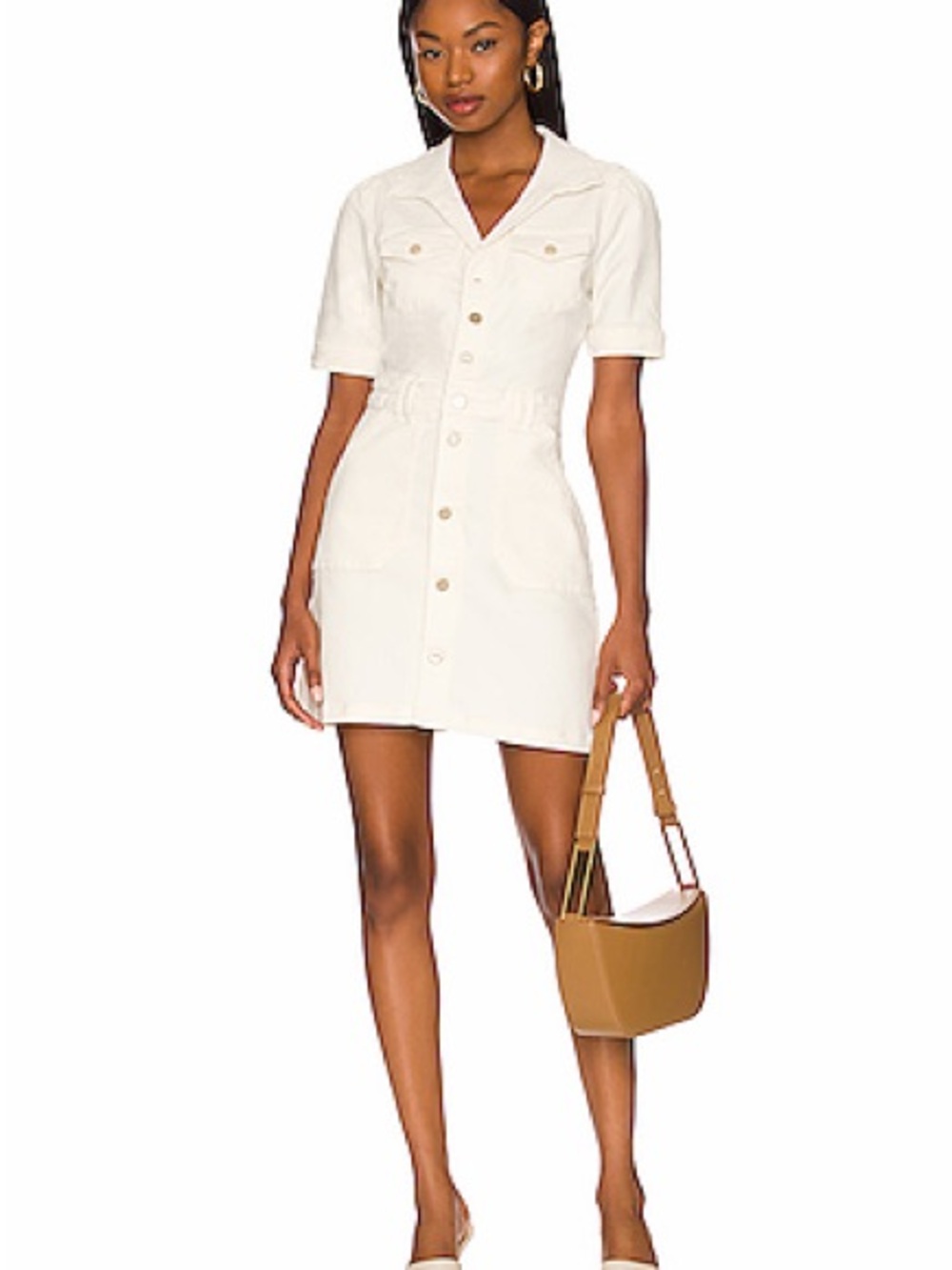 PAIGE Mayslie Denim Mini Dress in "Blank Canvas"